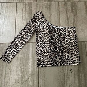 💖Luzette- Animal print asymmetrical one-shoulder long sleeve blouse - modern💛